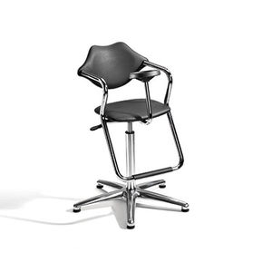 fabric beauty salon chair / synthetic leather / with footrest / adjustable-height