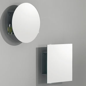 wall-mounted mirror / with shelf / contemporary / circular