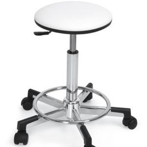 metal styling stool / on casters / white