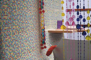 indoor mosaic tile / floor / glass / polished