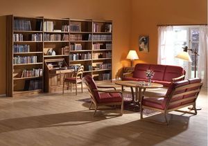 traditional sofa / leather / wooden / 3-seater