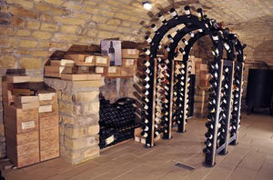 original design shelf / metal / for shops / wine