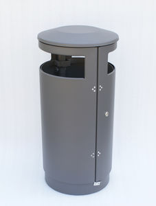public trash can / floor-standing / steel / galvanized steel