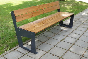 public bench / original design / wooden / steel