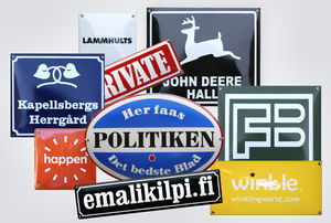 wall-mounted signage plate / steel / fiberglass / indoor