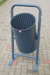 public trash can / floor-standing / steel / galvanized steel