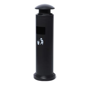 public trash can / steel / with built-in ashtray