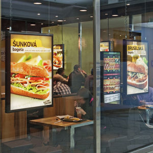 wall-mounted display panel / indoor / luminous / metal
