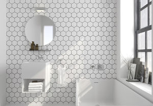 wall-mounted mirror / contemporary / rectangular / round