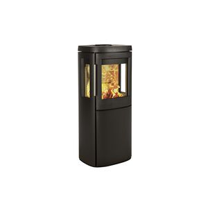 wood heating stove / contemporary / 3-sided / metal