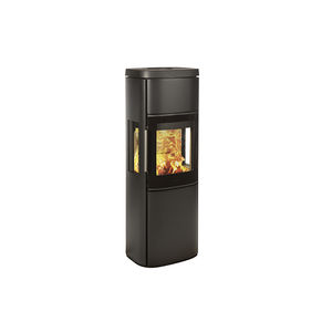 wood heating stove / contemporary / 3-sided / metal