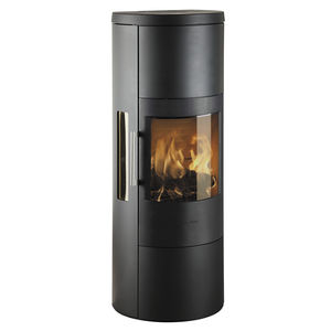 wood heating stove / contemporary / 3-sided / metal