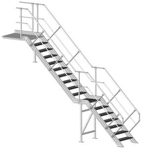straight staircase / metal steps / metal frame / without risers