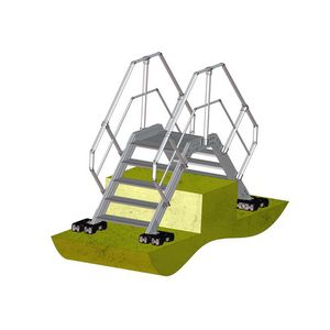 straight staircase / metal steps / metal frame / without risers
