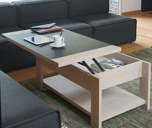 contemporary coffee table / MDF / rectangular / with storage compartment