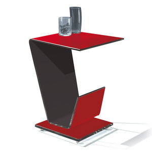 contemporary pedestal table / tempered glass / square / gray