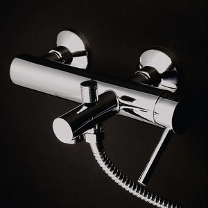 bathtub mixer tap / shower / chromed metal / self-closing