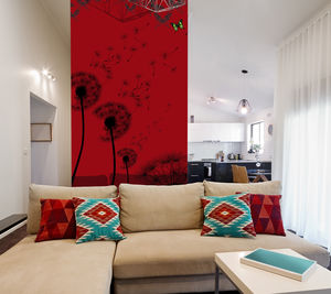contemporary wallpaper / floral / printed / black