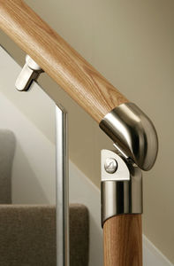 indoor railing / wooden / glass / with bars