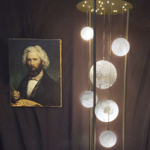 floor-standing lamp / contemporary / metal / glass