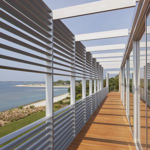 extruded aluminum solar shading / stainless steel / for facades / horizontal