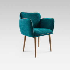 contemporary chair / upholstered / with armrests / fabric