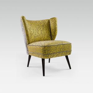 contemporary fireside chair / fabric / beech / wing