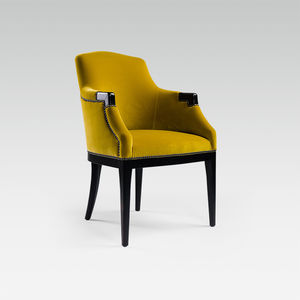 traditional restaurant chair / upholstered / with armrests / fabric