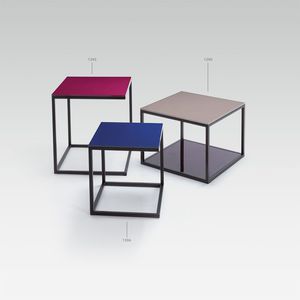 contemporary coffee table / metal / laminate / square
