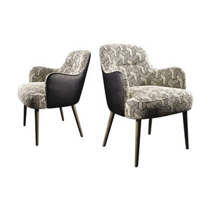 contemporary armchair / fabric / leather / ash