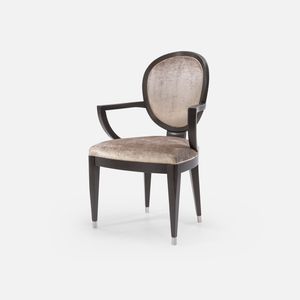 traditional chair / upholstered / with armrests / medallion