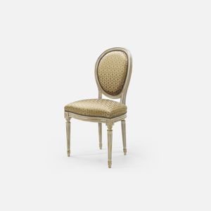 Louis XVI style chair / upholstered / with armrests / medallion