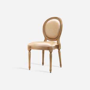 Louis XVI style chair / stackable / upholstered / with armrests