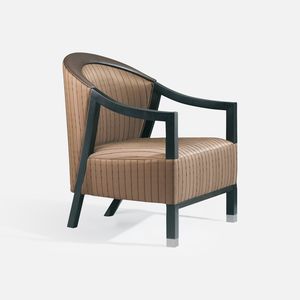 contemporary armchair / fabric / leather / beech