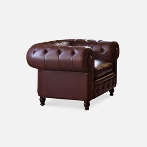 Chesterfield armchair / leather / with removable cover / for hotels