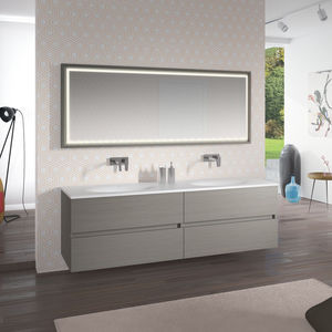 double washbasin cabinet / wall-hung / contemporary / with illuminated mirror
