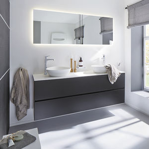 wall-mounted mirror / illuminated / contemporary / rectangular