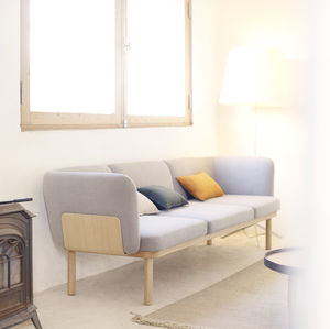contemporary sofa / fabric / leather / wooden