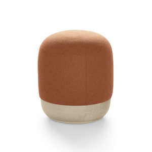 contemporary pouf / fabric / leather / wooden