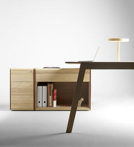 low filing cabinet / wooden / leather / contemporary