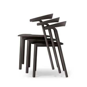 contemporary chair / upholstered / stackable / solid wood