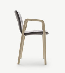 contemporary chair / with armrests / upholstered / stackable