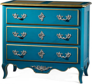 Louis XV style chest of drawers / lacquered wood / blue