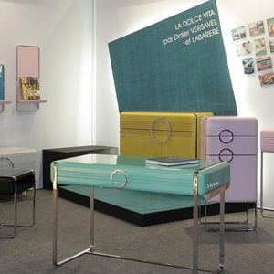 stainless steel desk / contemporary / with storage