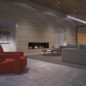 gas fireplace / contemporary / closed hearth / built-in