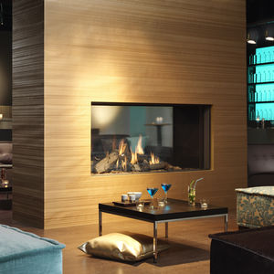 gas fireplace / contemporary / closed hearth / double-sided