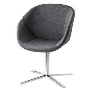 contemporary visitor armchair / chrome / star base