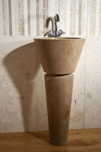 free-standing washbasin / rectangular / stone / contemporary