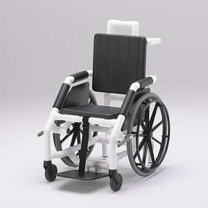 fabric medical chair / plastic / on casters / with legrest