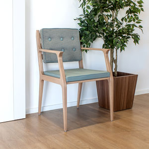 contemporary armchair / wooden / synthetic leather / contract